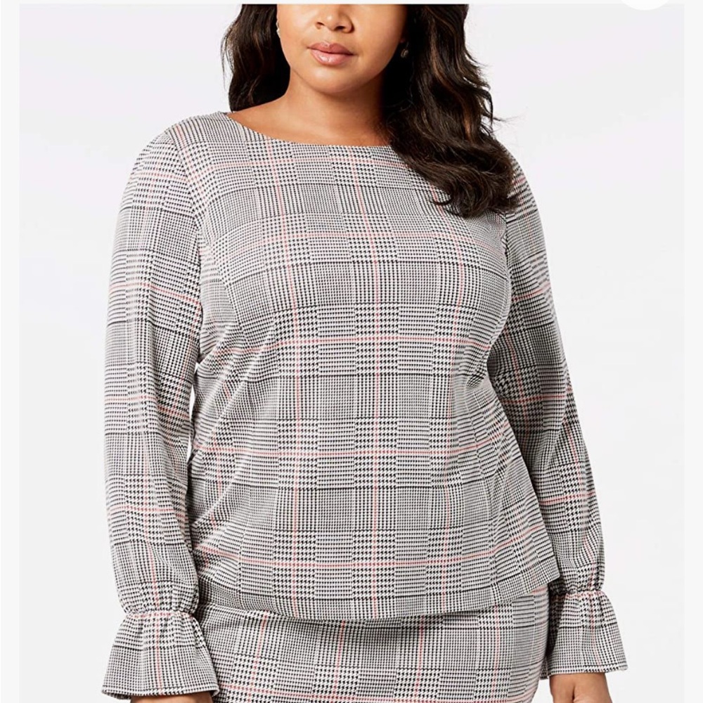 Nine West 2x plaid top